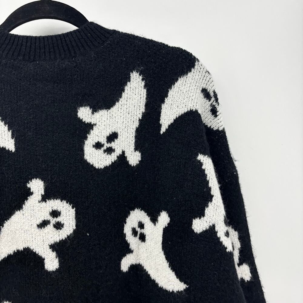 Vince Camuto Womens Medium Black White Ghost Halloween Sweater - Picture 16 of 16